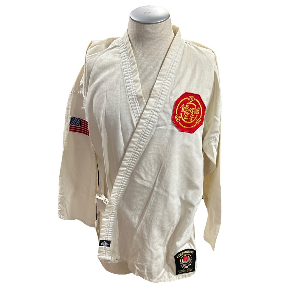 Century Martial Arts White Taekwondo Uniform Top Tie Waist Mens Renshinkan Patch